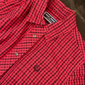 Fred Perry Red + Black Gingham Button Down 🇬🇧